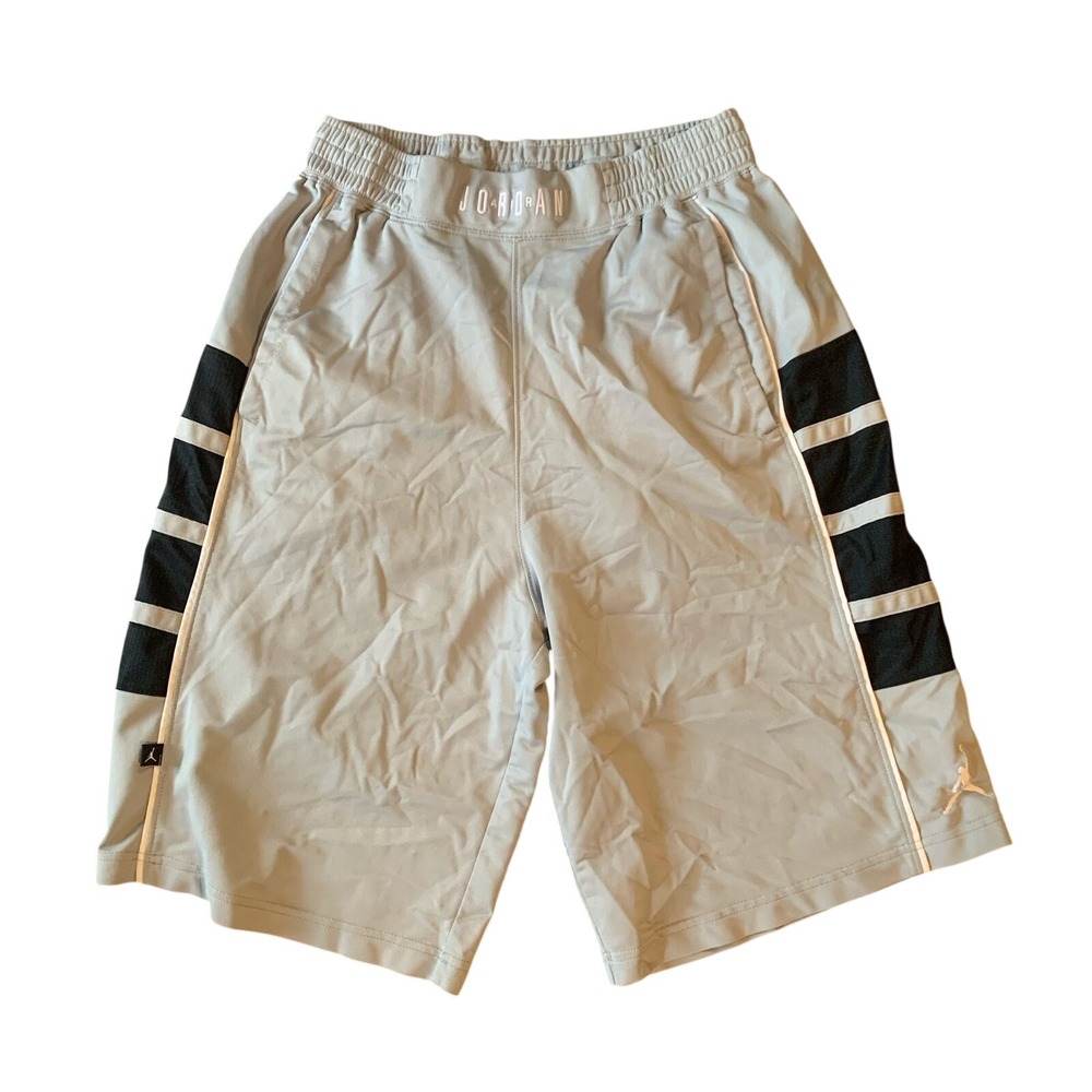 Jordan Brand Dri-FIT Striped Basketball Shorts Size M, Grey and Black